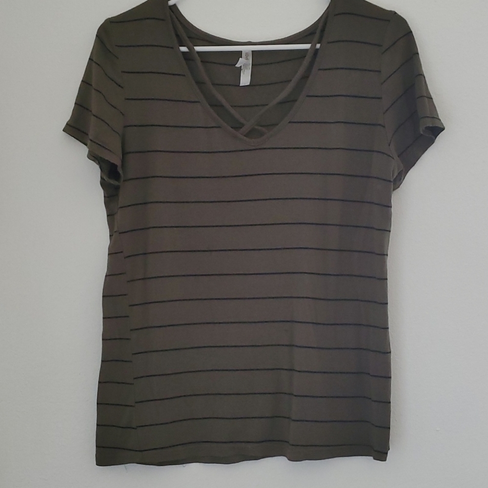 Green and black stripped shirt